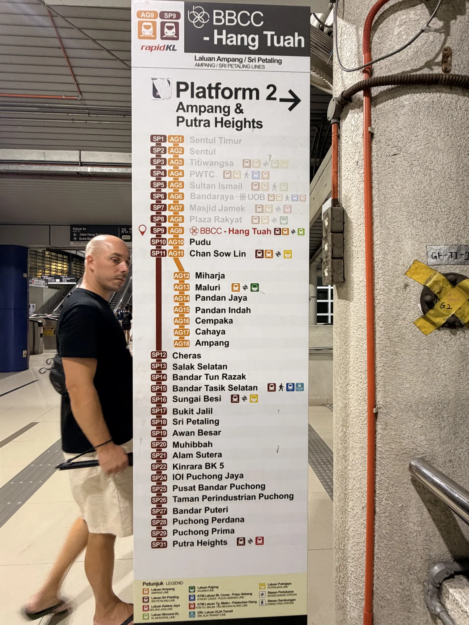Linienübersicht an einer Bahnstation in Kuala Lumpur